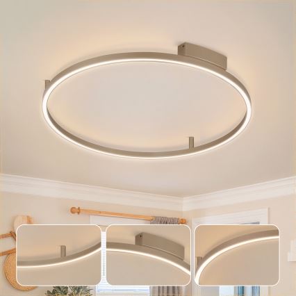 Brilagi - Dimeriuojamas LED lubų šviestuvas PORTOFINO LED/60W/230V 3000-6000K skersmuo 80 cm smėlio spalvos + nuotolinis valdymas