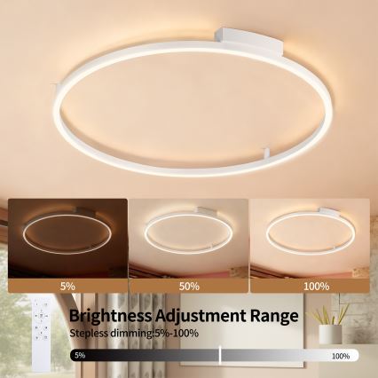 Brilagi - Dimeriuojamas LED lubinis šviestuvas PORTOFINO LED/60W/230V 3000-6000K skersmuo 80 cm balta + nuotolinis valdymas