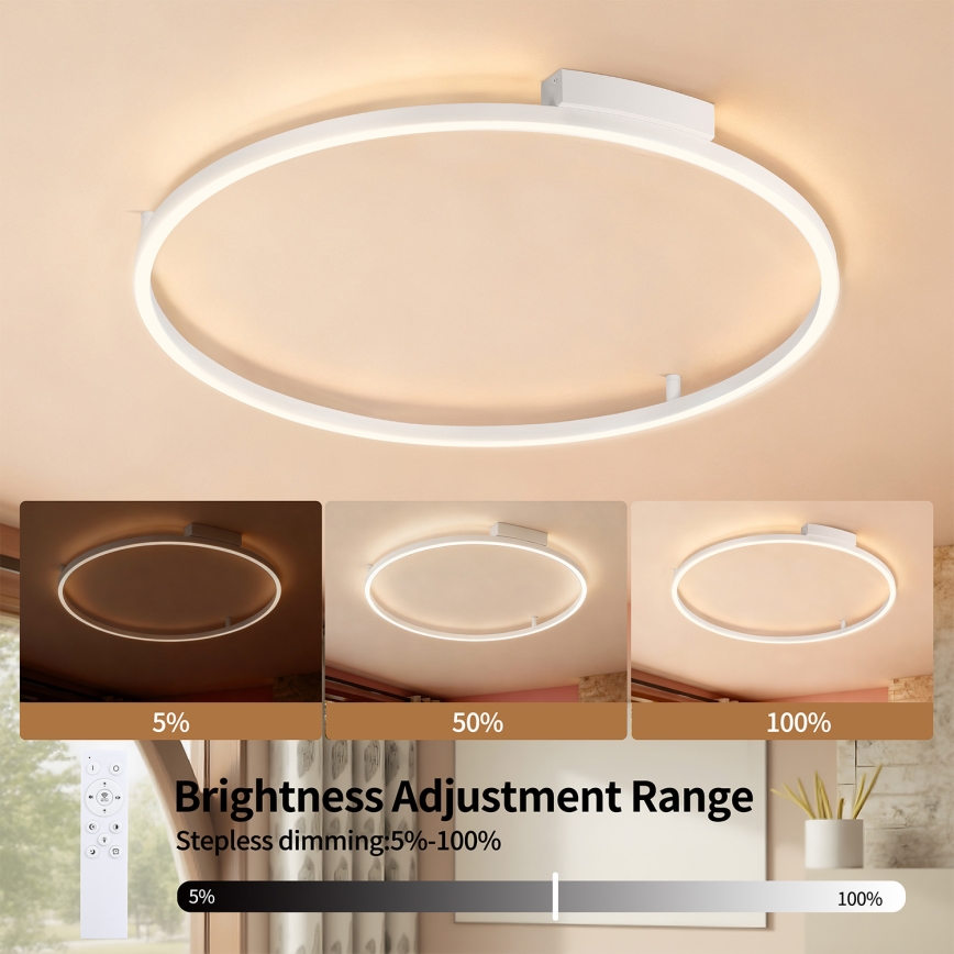Brilagi - Dimeriuojamas LED lubinis šviestuvas PORTOFINO LED/60W/230V 3000-6000K skersmuo 80 cm balta + nuotolinis valdymas