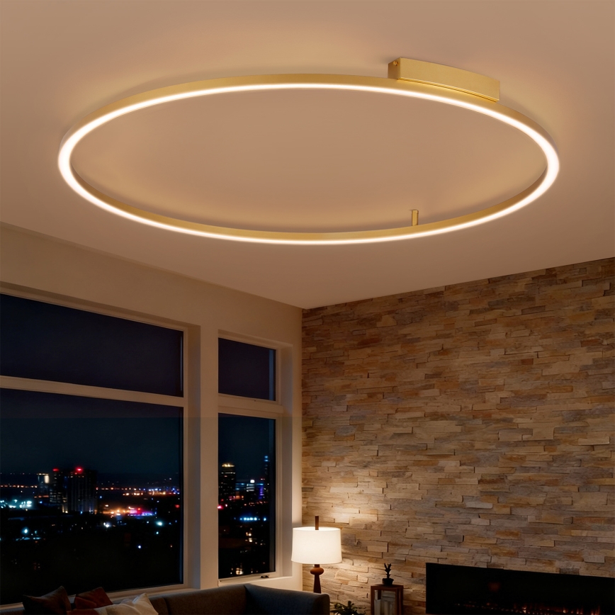 Brilagi - reguliuojamas LED lubinis šviestuvas PORTOFINO LED/85W/230V, 3000–6000 K, skersmuo 120 cm, auksinis, su nuotolinio valdymo pulteliu