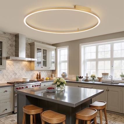 Brilagi - reguliuojamas LED lubinis šviestuvas PORTOFINO LED/85W/230V, 3000–6000 K, skersmuo 120 cm, auksinis, su nuotolinio valdymo pulteliu