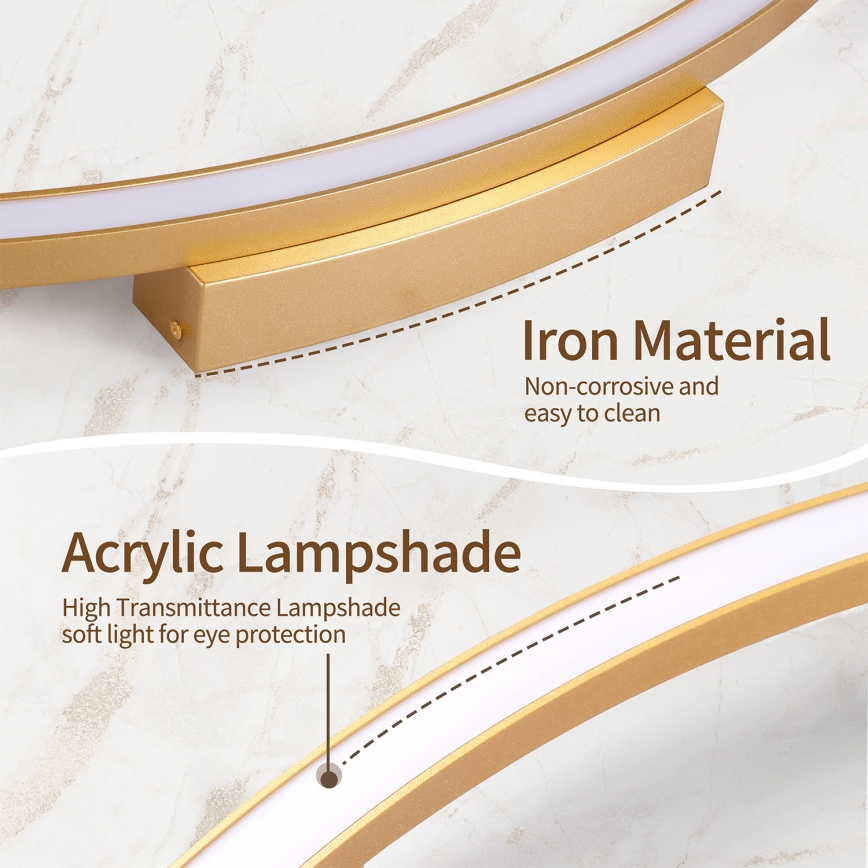 Brilagi - reguliuojamas LED lubinis šviestuvas PORTOFINO LED/85W/230V, 3000–6000 K, skersmuo 120 cm, auksinis, su nuotolinio valdymo pulteliu