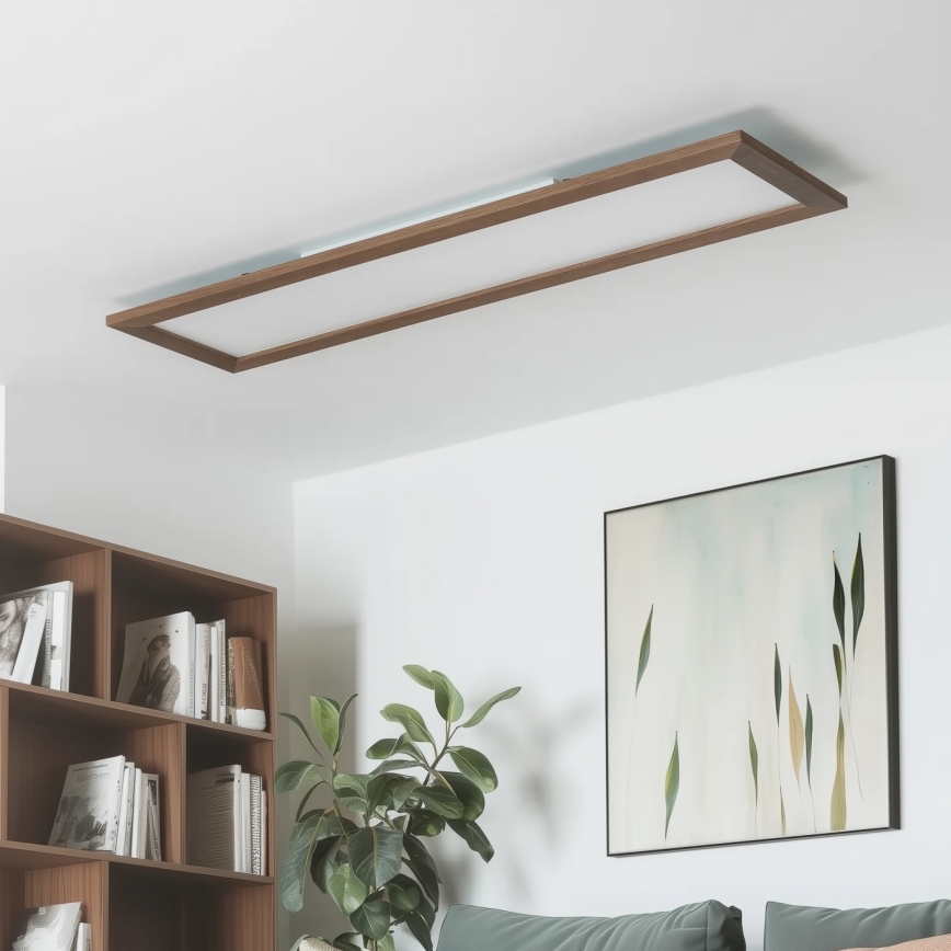 Brilagi - LED dimeriuojamas lubų šviestuvas SLIMFRAME WOOD LED/58W/230V 124x34 cm 3000-6000K tamsiai ruda + nuotolinis valdymas