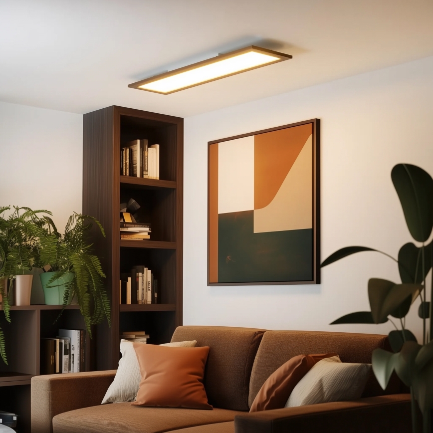 Brilagi - LED dimeriuojamas lubų šviestuvas SLIMFRAME WOOD LED/58W/230V 124x34 cm 3000-6000K tamsiai ruda + nuotolinis valdymas