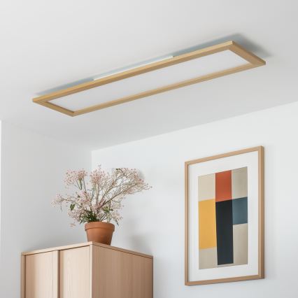 BRILAGI - LED reguliuojamas lubų šviestuvas SLIMFRAME WOOD LED/58W/230V 124x34 cm 3000-6000K ruda + nuotolinis valdymas