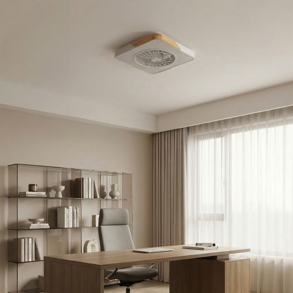 Brilagi - Dimeriuojamas LED stropinis šviestuvas su ventiliatoriumi LED/38W/230V 3000-6500K 3000-6500K 50x50 cm balta/ąžuolas + nuotolinis valdymas