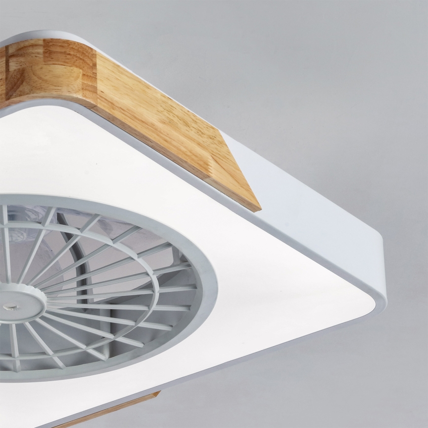 Brilagi - Dimeriuojamas LED stropinis šviestuvas su ventiliatoriumi LED/38W/230V 3000-6500K 3000-6500K 50x50 cm balta/ąžuolas + nuotolinis valdymas