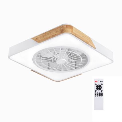 Brilagi - Dimeriuojamas LED stropinis šviestuvas su ventiliatoriumi LED/38W/230V 3000-6500K 3000-6500K 50x50 cm balta/ąžuolas + nuotolinis valdymas