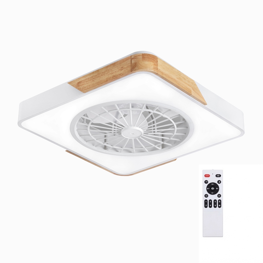 Brilagi - Dimeriuojamas LED stropinis šviestuvas su ventiliatoriumi LED/38W/230V 3000-6500K 3000-6500K 50x50 cm balta/ąžuolas + nuotolinis valdymas
