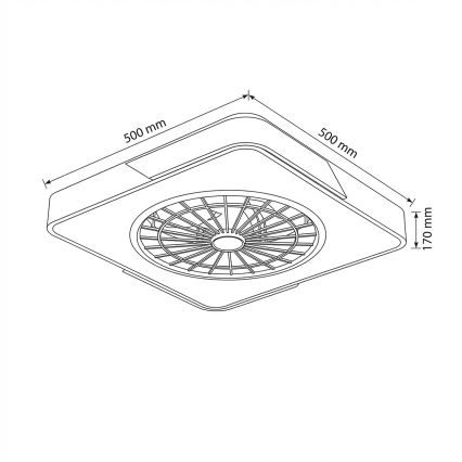 Brilagi - Dimeriuojamas LED stropinis šviestuvas su ventiliatoriumi LED/38W/230V 3000-6500K 3000-6500K 50x50 cm balta/ąžuolas + nuotolinis valdymas