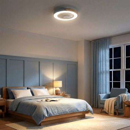 Brilagi - dimeriuojamas LED lubinis šviestuvas su ventiliatoriumi LED/38W/230V 3000-6500K 3000-6500K Ø 50 cm mėlyna/ąžuolas + nuotolinis valdymas