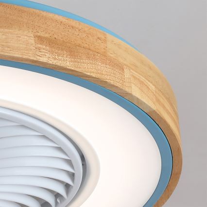 Brilagi - dimeriuojamas LED lubinis šviestuvas su ventiliatoriumi LED/38W/230V 3000-6500K 3000-6500K Ø 50 cm mėlyna/ąžuolas + nuotolinis valdymas