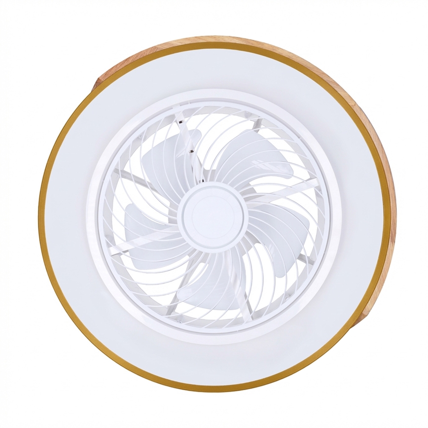 Brilagi - dimeriuojamas LED lubinis šviestuvas su ventiliatoriumi LED/38W/230V 3000-6500K 3000-6500K Ø 50 cm mėlyna/ąžuolas + nuotolinis valdymas