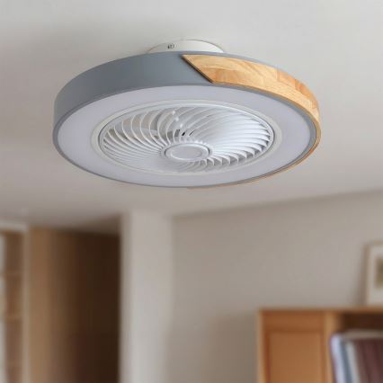 Brilagi - dimeriuojamas LED lubų šviestuvas su ventiliatoriumi LED/38W/230V 3000-6500K 3000-6500K skersmuo 50 cm pilka/ąžuolas + nuotolinis valdymas