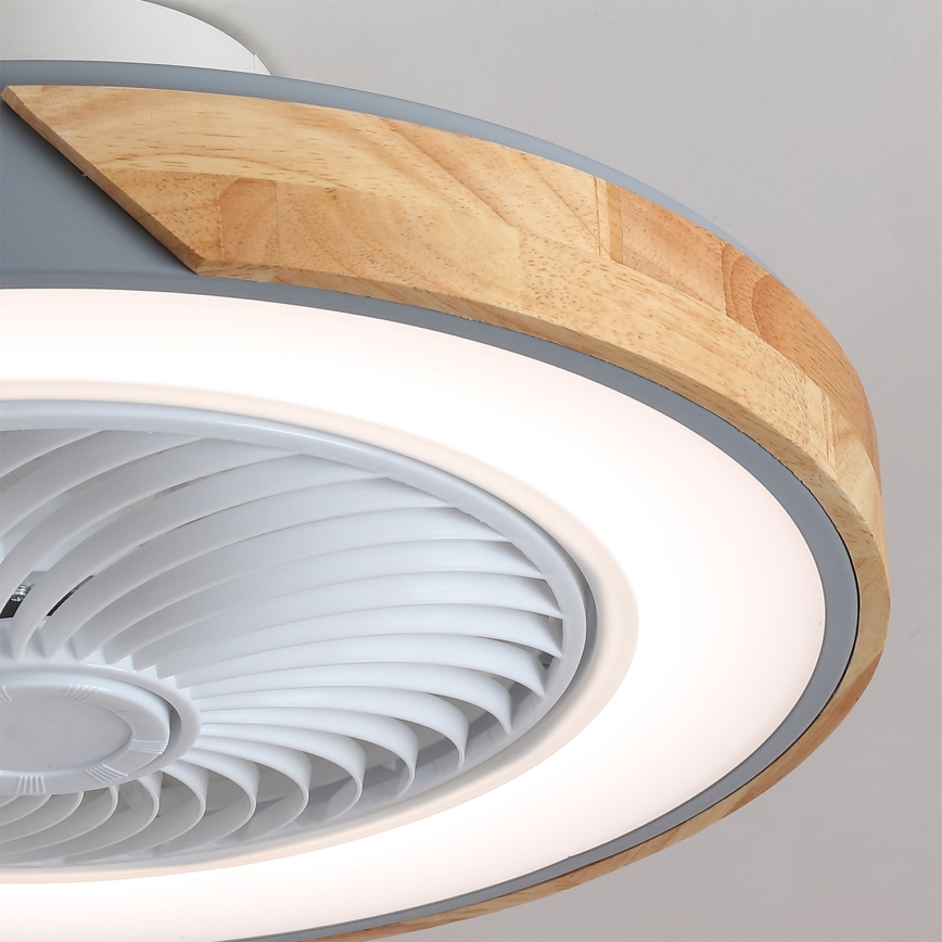Brilagi - dimeriuojamas LED lubų šviestuvas su ventiliatoriumi LED/38W/230V 3000-6500K 3000-6500K skersmuo 50 cm pilka/ąžuolas + nuotolinis valdymas