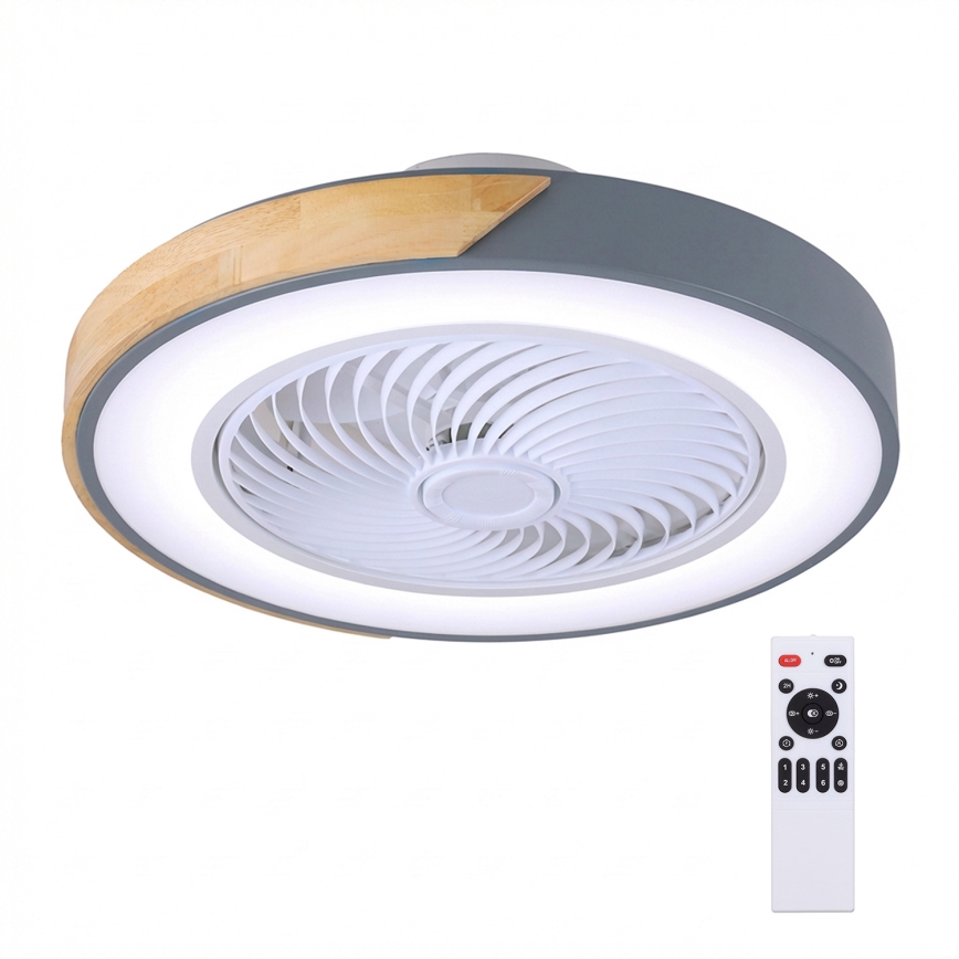Brilagi - dimeriuojamas LED lubų šviestuvas su ventiliatoriumi LED/38W/230V 3000-6500K 3000-6500K skersmuo 50 cm pilka/ąžuolas + nuotolinis valdymas