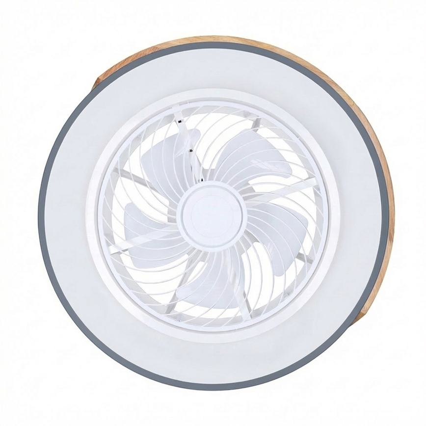 Brilagi - dimeriuojamas LED lubų šviestuvas su ventiliatoriumi LED/38W/230V 3000-6500K 3000-6500K skersmuo 50 cm pilka/ąžuolas + nuotolinis valdymas
