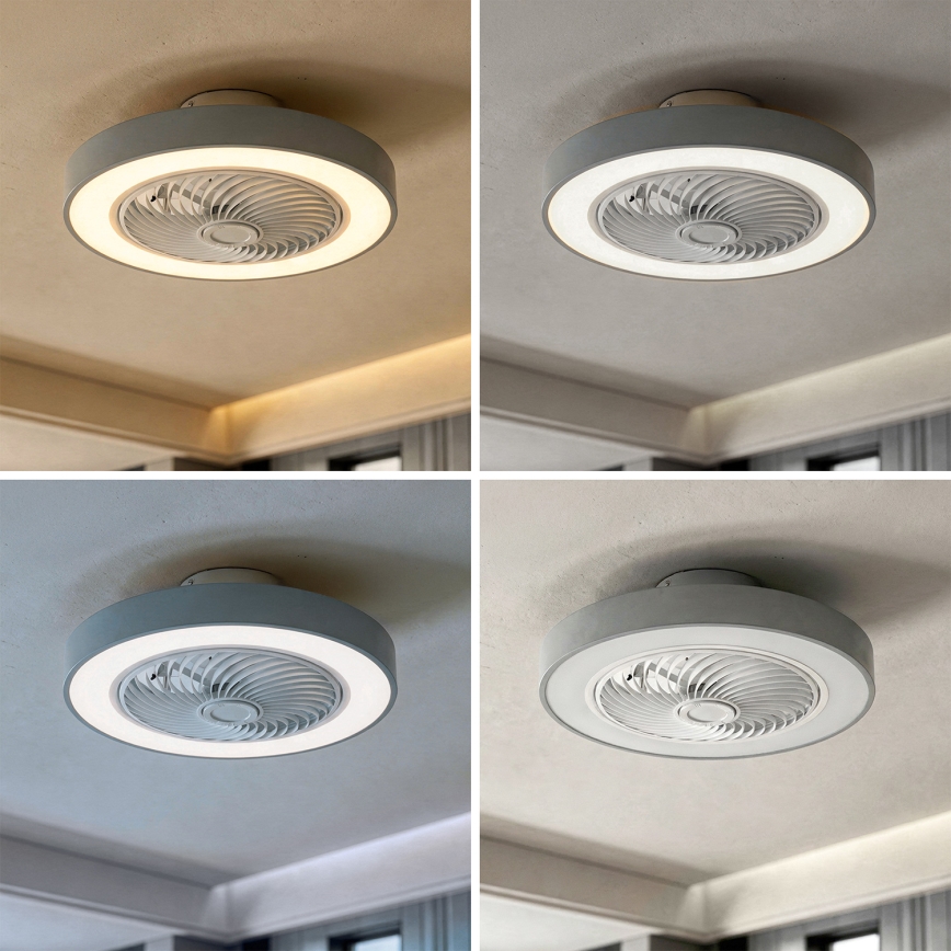 Brilagi - reguliuojamo ryškumo LED lubų šviestuvas su ventiliatoriumi LED/38W/230V 3000-6500K 3000-6500K skersmuo 50 cm pilkas + su nuotoliniu valdymu
