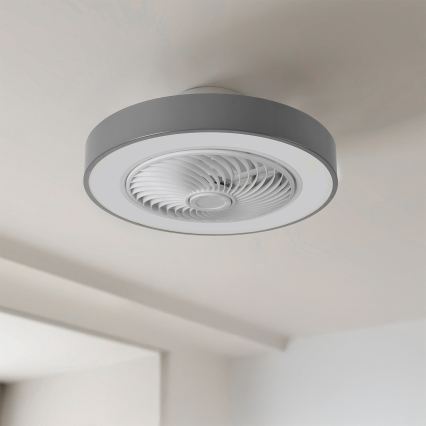 Brilagi - reguliuojamo ryškumo LED lubų šviestuvas su ventiliatoriumi LED/38W/230V 3000-6500K 3000-6500K skersmuo 50 cm pilkas + su nuotoliniu valdymu