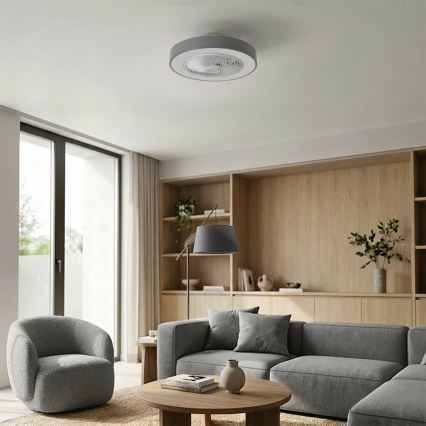 Brilagi - reguliuojamo ryškumo LED lubų šviestuvas su ventiliatoriumi LED/38W/230V 3000-6500K 3000-6500K skersmuo 50 cm pilkas + su nuotoliniu valdymu