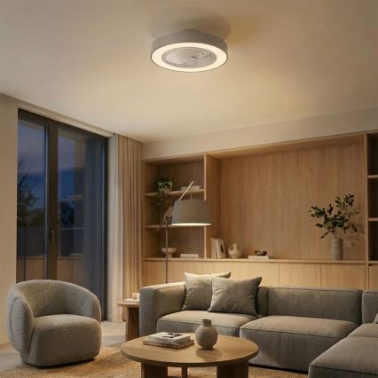 Brilagi - reguliuojamo ryškumo LED lubų šviestuvas su ventiliatoriumi LED/38W/230V 3000-6500K 3000-6500K skersmuo 50 cm pilkas + su nuotoliniu valdymu