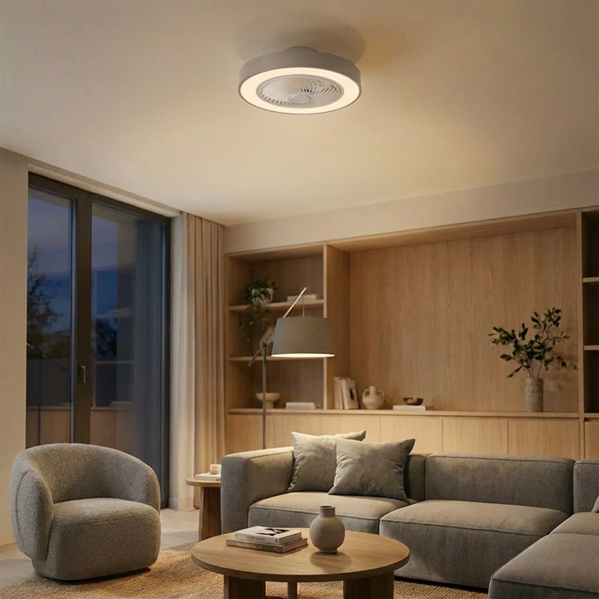 Brilagi - reguliuojamo ryškumo LED lubų šviestuvas su ventiliatoriumi LED/38W/230V 3000-6500K 3000-6500K skersmuo 50 cm pilkas + su nuotoliniu valdymu