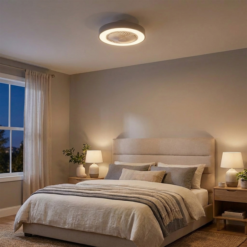 Brilagi - reguliuojamo ryškumo LED lubų šviestuvas su ventiliatoriumi LED/38W/230V 3000-6500K 3000-6500K skersmuo 50 cm pilkas + su nuotoliniu valdymu