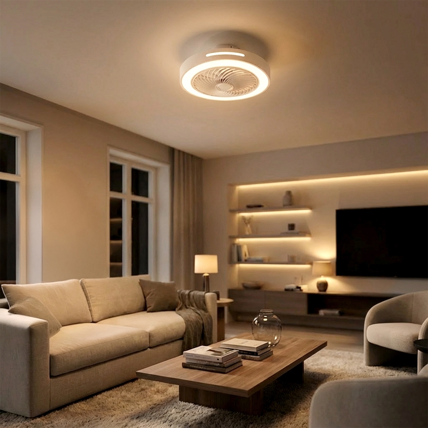 Brilagi - dimeriuojamas LED lubinis šviestuvas su ventiliatoriumi LED/38W/230V 3000-6500K 3000-6500K, skersmuo 46 cm, baltas + nuotolinis valdymas