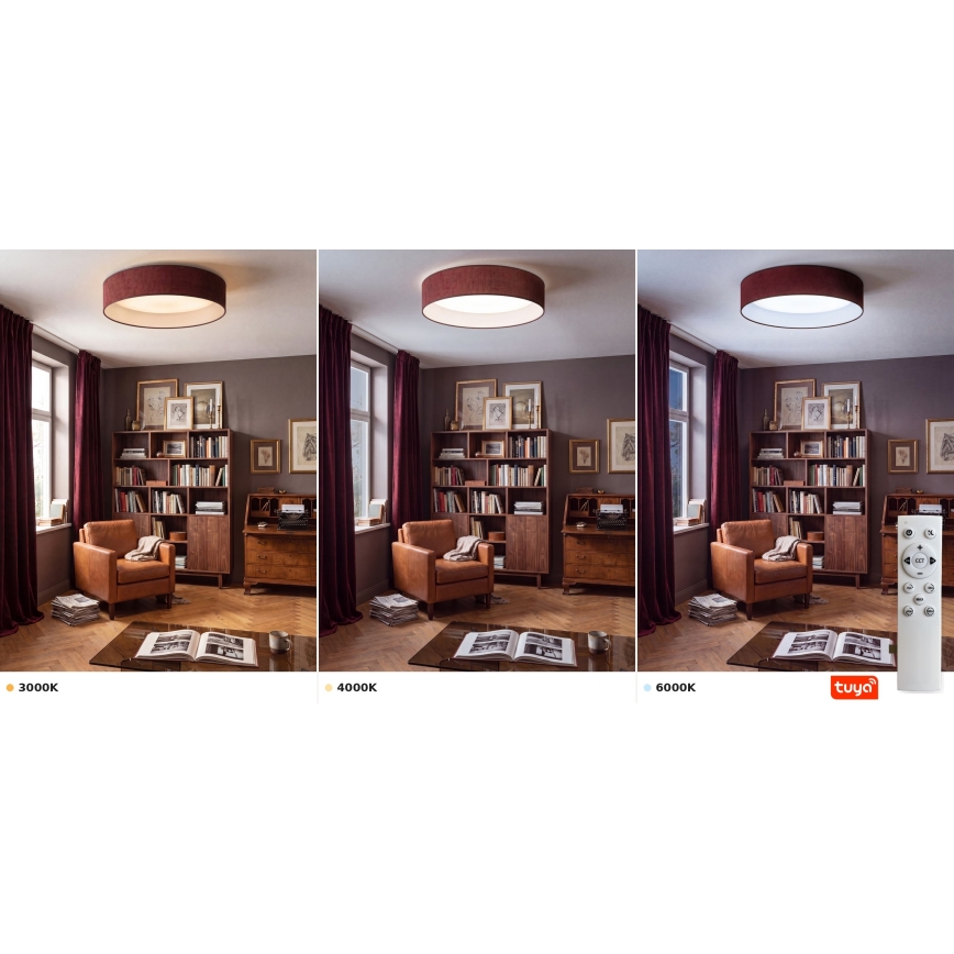 BRILAGI - Reguliuojamas LED lubų šviestuvas VELVET SMARTIX STARS LED/24W/230V 3000-6000K skersmuo 45 cm vyno raudona Wi-Fi Tuya Beacon + nuotolinis valdymas