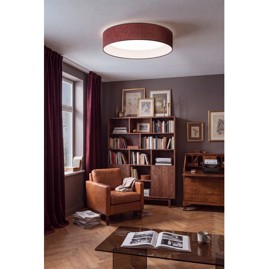 BRILAGI - VELVET SMART VARI LED dimeriu reguliuojamas lubinis šviestuvas, 36W/230V, 3000–6500K, skersmuo 55 cm, vyno spalvos, su nuotoliniu valdymu