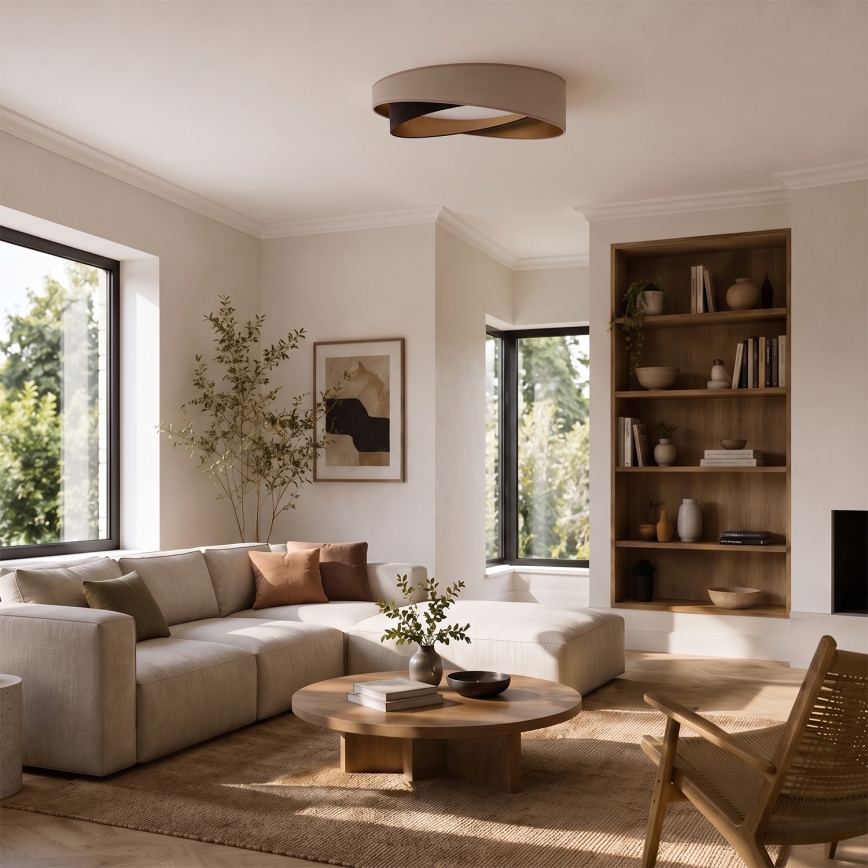 BRILAGI - LED dimeriuojamas lubų šviestuvas VELVET TWIST LED/36W/230V 3000-6000K skersm. 65 cm Wi-Fi Tuya Beacon smėlinė/ruda/auksinė + nuotolinis valdymas
