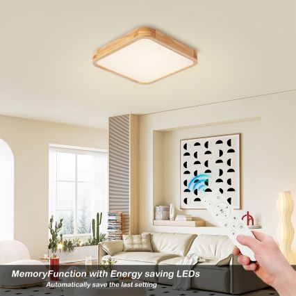 BRILAGI - reguliuojamas LED lubinis šviestuvas WOODLINE SQUARE LED/48W/230V 3000-6000K ąžuolas 40x40 cm + nuotolinis valdymas