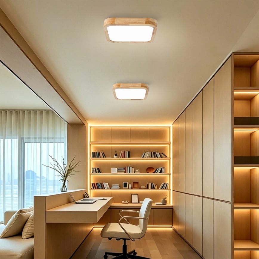 BRILAGI - reguliuojamas LED lubinis šviestuvas WOODLINE SQUARE LED/48W/230V 3000-6000K ąžuolas 40x40 cm + nuotolinis valdymas