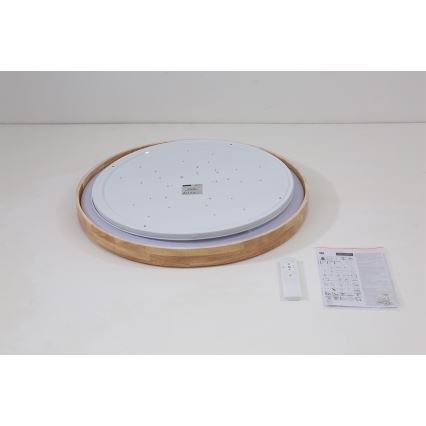 Brilagi - Dimeriuojamas LED lubų šviestuvas WOODROUND LED/40W/230V 3000-6000K skersmuo 60 cm mediena CRI 90 + nuotolinis valdymas