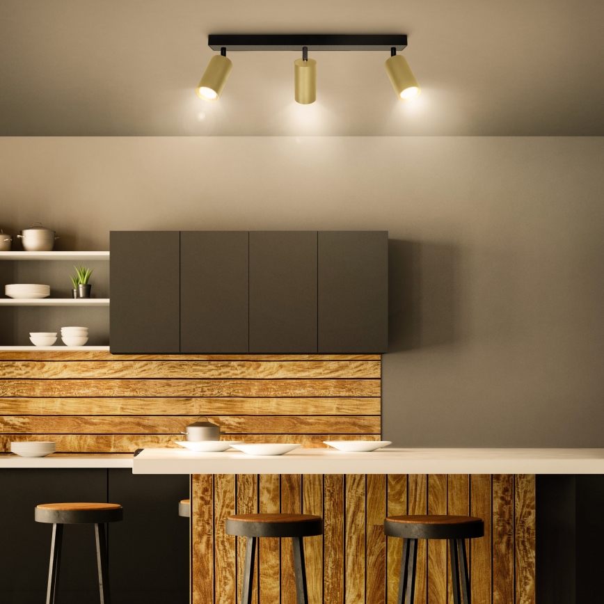 Brilagi - Dimeriuojamas LED RGBW taškinis šviestuvas SELE GOLDEN 3xGU10/6W/230V 3000K juoda/auksinė