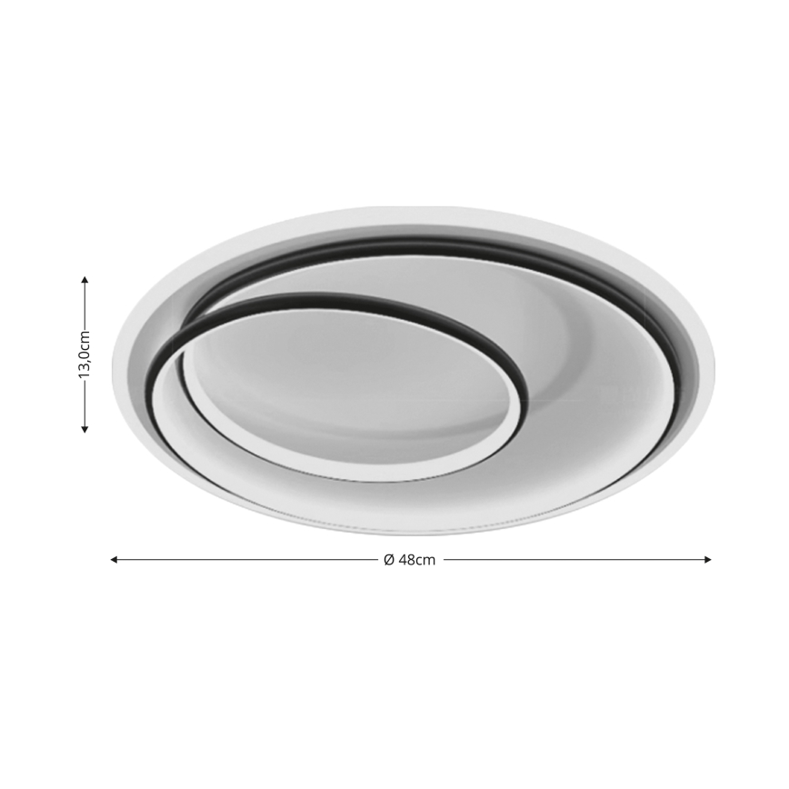 BRILAGI - LED lubinis šviestuvas su reguliuojamu ryškumu FLARE LED/38W/230V 3000-6000K skersmuo 48 cm juodas/baltas + su nuotoliniu pulteliu