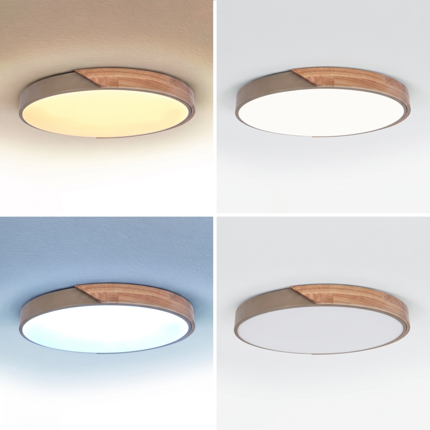 BRILAGI - LED pritemdomas lubinis šviestuvas PILANA LED/60W/230V 3000-6500K ąžuolas/kreminė skersmuo 60 cm + nuotolinio valdymo pultas
