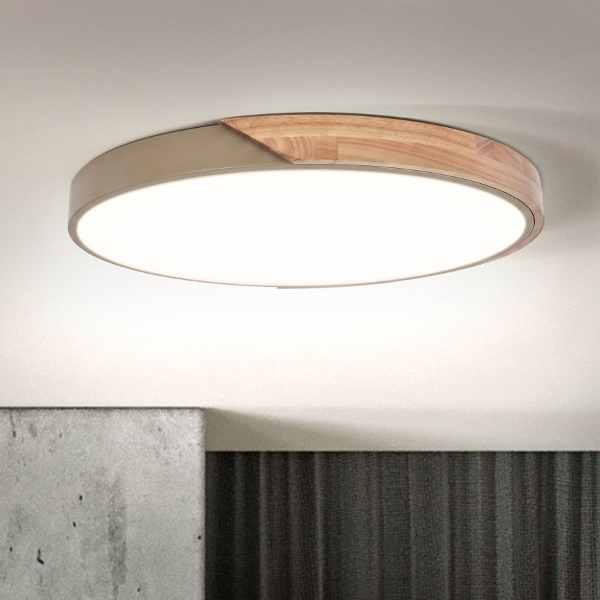 BRILAGI - LED pritemdomas lubinis šviestuvas PILANA LED/60W/230V 3000-6500K ąžuolas/kreminė skersmuo 60 cm + nuotolinio valdymo pultas