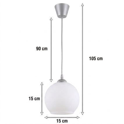 BRILAGI - RETRO GLASS LED pakabinama liustra su laidu 1xE27/60W/230V skersmuo 15 cm sidabrinė/balta