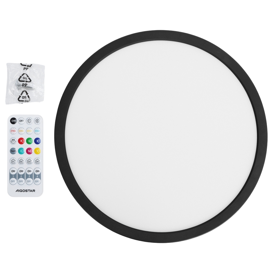 Brilagi - LED RGBW dimeriuojamas lubinis šviestuvas VIBE LED/24W/230V 3000-6500K skersmuo 29 cm juodas + su nuotolinio valdymo pulteliu