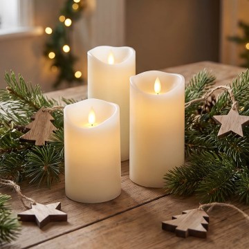 BRILAGI - RINKINYS 3x LED žvakės LED/3xAAA kreminė + nuotolinis valdymas