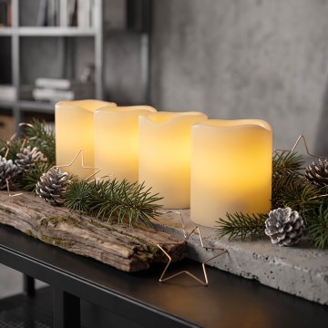 BRILAGI - RINKINYS 4x LED žvakės LED/1xCR2032 kreminės + laikmatis