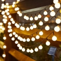 BRILAGI - saulės energija maitinama LED dekoratyvinė girlianda BUBBLE 200xLED/8 funkcijų 20m IP65 šiltai balta 800 mAh