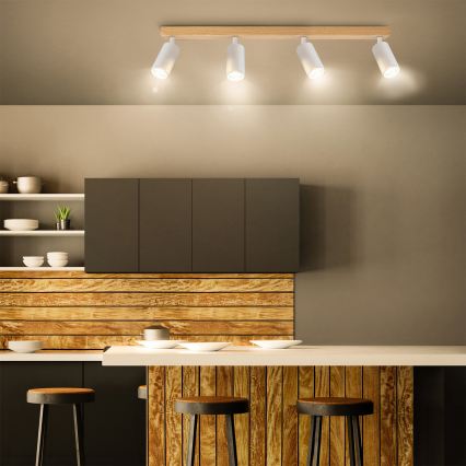 Brilagi - SELE taškinis šviestuvas 4xGU10/30W/230V baltas/ąžuolo dekoras