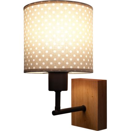 BRILAGI - Vaikiškas sieninis šviestuvas BOBO WOOD 1xE27/25W/230V ąžuolas/juoda/bėžinė/taškučiai