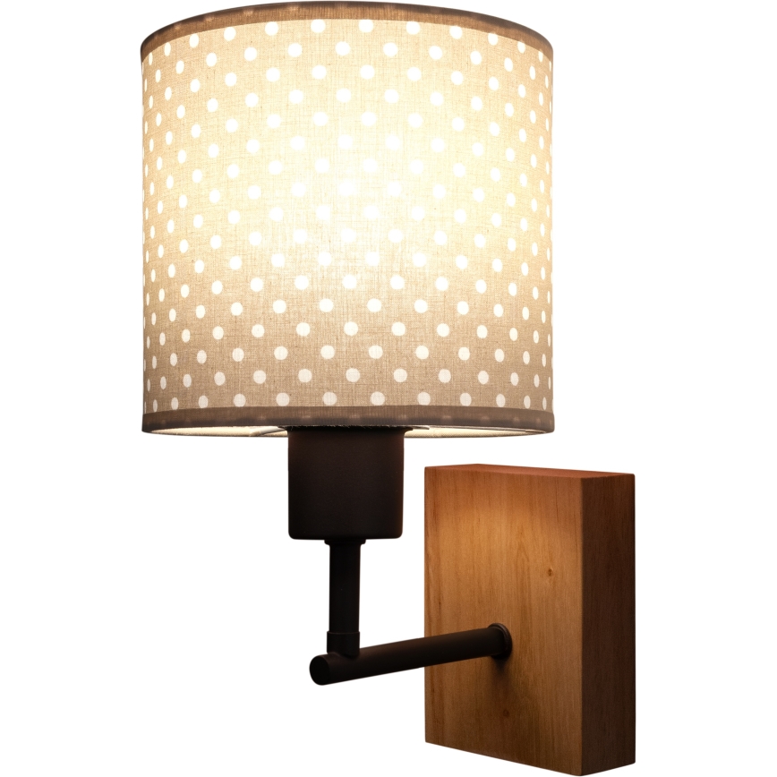 BRILAGI - Vaikiškas sieninis šviestuvas BOBO WOOD 1xE27/25W/230V ąžuolas/juoda/bėžinė/taškučiai