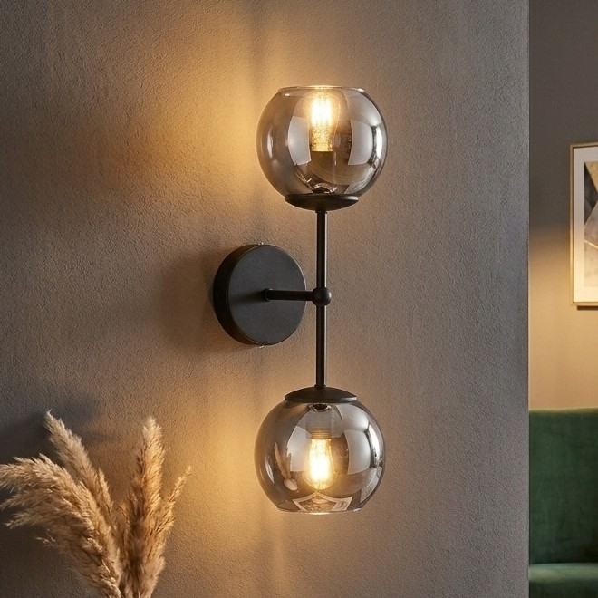 BRILAGI - Sieninė lempa DIOR 2xE27/60W/230V juoda/dūminė pilka