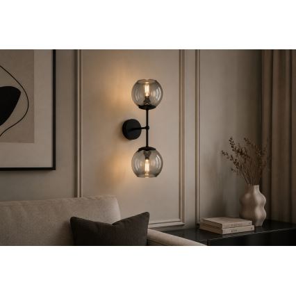 BRILAGI - Sieninė lempa DIOR 2xE27/60W/230V juoda/dūminė pilka