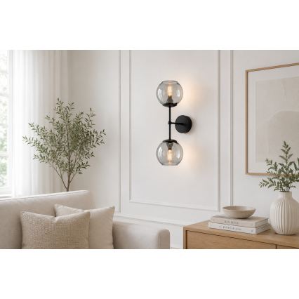 BRILAGI - Sieninė lempa DIOR 2xE27/60W/230V juoda/dūminė pilka