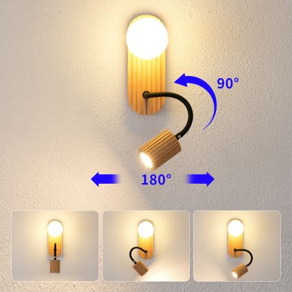 Brilagi - Sieninė lempa MODERN WOOD 1xG9/5W/230V + 1xGU10/8W medinė